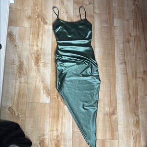 Chic Asymmetrical Green Dress